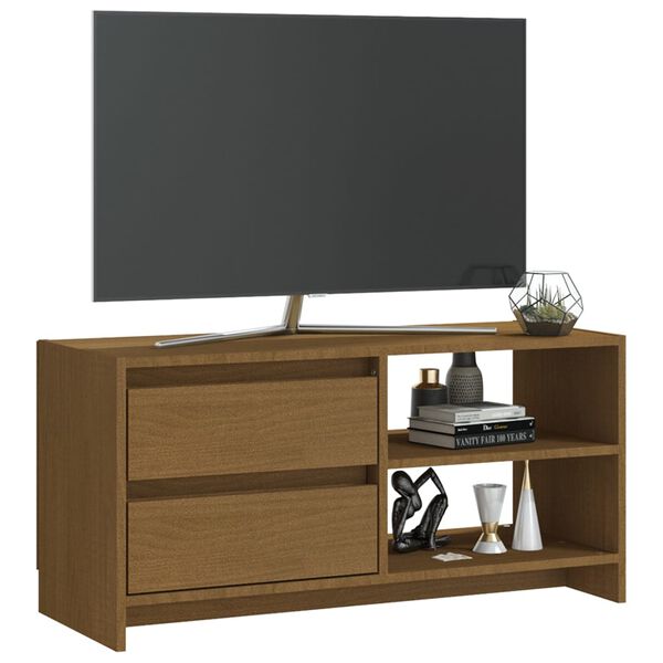 vidaXL TV Cabinet Honey brown Solid pinewood Small Storage TV Cabinet
