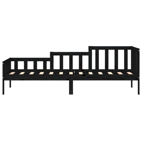 vidaXL Day Bed Black Solid pine wood Twin Day Bed Rectangular Modern