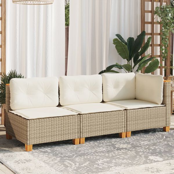 vidaXL Garden Sofa Set of 3 Beige