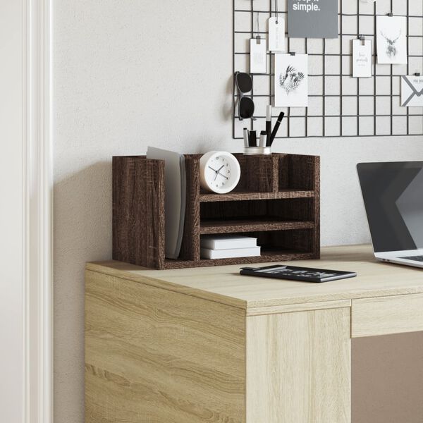 vidaXL Desk Organiser Brown Oak 17.5x9.4x9.8" Engineered Wood