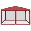 vidaXL Party Tent with 8 Mesh Sidewalls Red  13.1x13.1' HDPE