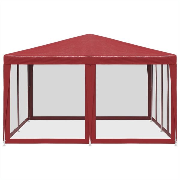 vidaXL Party Tent with 8 Mesh Sidewalls Red  13.1x13.1' HDPE