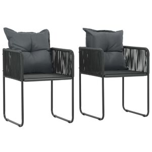 vidaXL Rattan Dining Chair Set of 2 Black PE Rattan Standard Durable