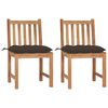 vidaXL Patio Chair Set of 2 Natural Teak Solid Teak Wood Standard
