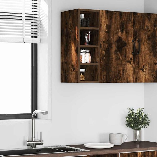 vidaXL Hanging Cabinet Smoked oak Engineered wood Medium Hanging Cabinet