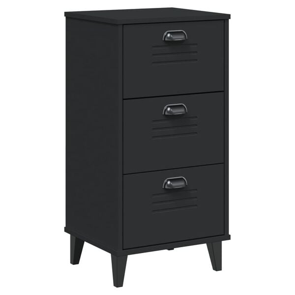 vidaXL Bedside Table Black Engineered wood, plastic Compact