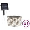 vidaXL Solar Fairy Light Set of 5 Cold White Plastic Lights
