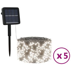 vidaXL Solar Fairy Light Set of 5 Cold White Plastic Lights