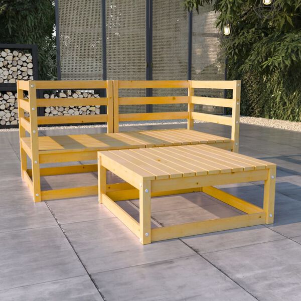 vidaXL Garden Lounge Set Natural Wood Solid Pine Wood 3 Piece Modular