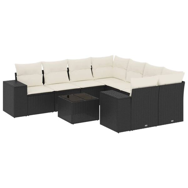 vidaXL Garden Sofa Set Black, Cream White