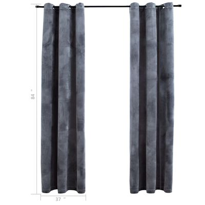 vidaXL Blackout Curtains with Rings 2 pcs Anthracite 37"x84" Velvet