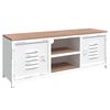 vidaXL TV Cabinet White Iron, Solid Fir Wood Medium TV Cabinet
