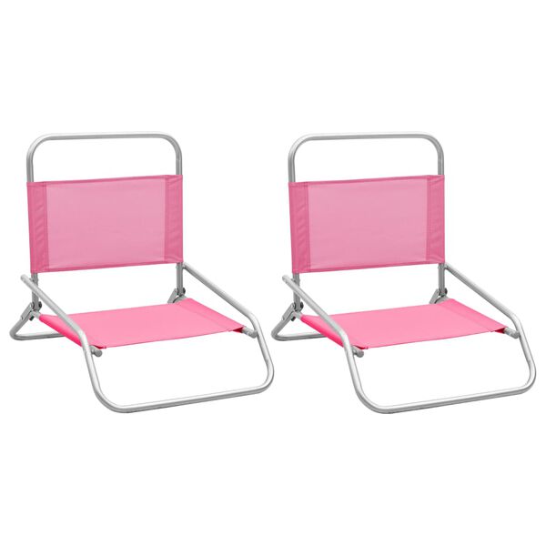vidaXL Beach Chair Set of 2 Pink Oxford fabric with PE coating, steel