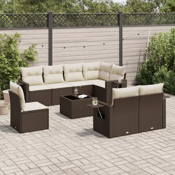 vidaXL Garden Sofa Set Brown, Cream White