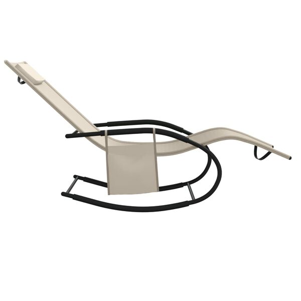 vidaXL Rocking Sun Lounger Cream Steel and Textilene