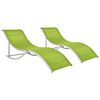 vidaXL Sun Lounger Set of 2 Green and Gray Textilene fabric and aluminum