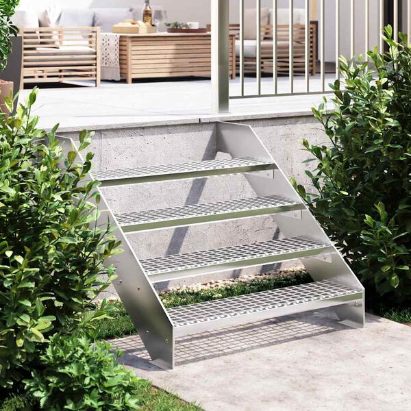 vidaXL Grate Step Silver Galvanized Steel 35.4 in x 9.4 in x 2.8 in