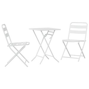 vidaXL Bistro Set Folding 3 pcs White Steel