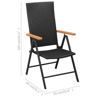 vidaXL Stackable Patio Chairs 2 pcs Poly Rattan Black