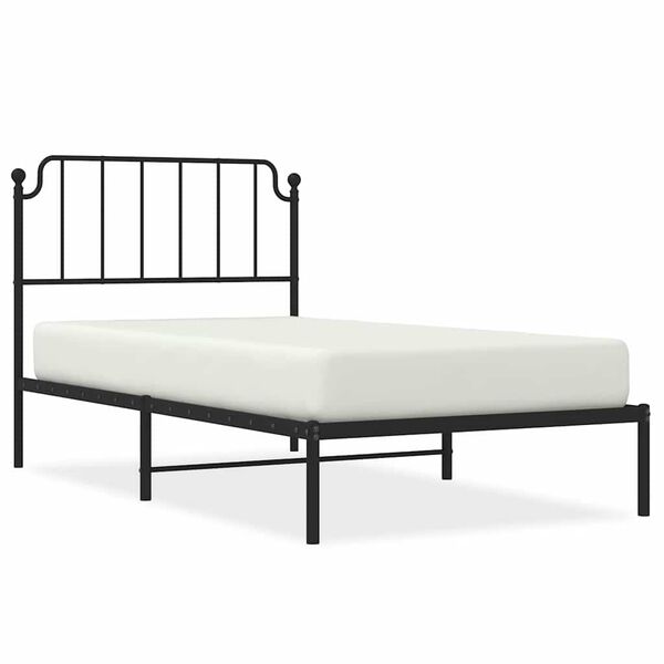 vidaXL Bed Frame Black Powder-Coated Steel Twin Bed Frame Rectangular