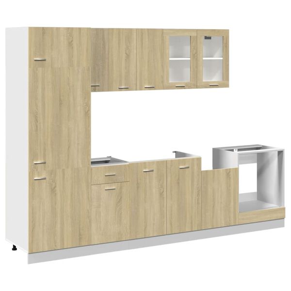 vidaXL Kitchen Cabinet Set Set of 8 Sonoma oak Engineered wood Large