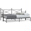 vidaXL Daybed With Trundle Black Steel Queen Expandable