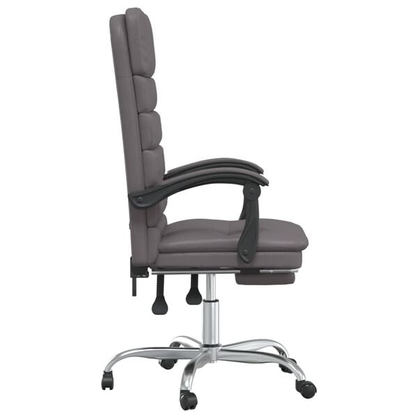 vidaXL Massage Office Chair Gray Faux Leather, Metal, Plywood Large