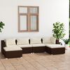 vidaXL Garden Lounge Set Brown PE rattan, powder-coated steel, fabric