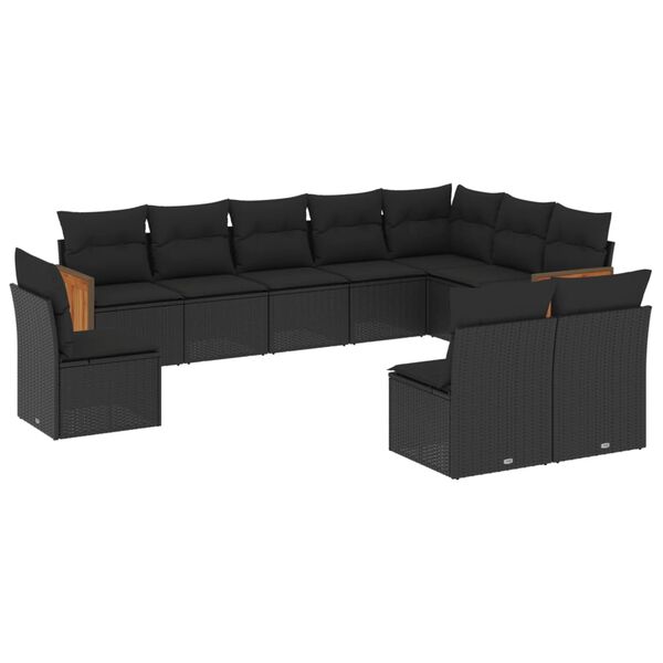 vidaXL Garden Sofa Set Black PE Rattan Large Modular Garden Sofa Set