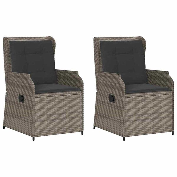 vidaXL Garden Bench with Cushion 2 pcs Gray Poly rattan