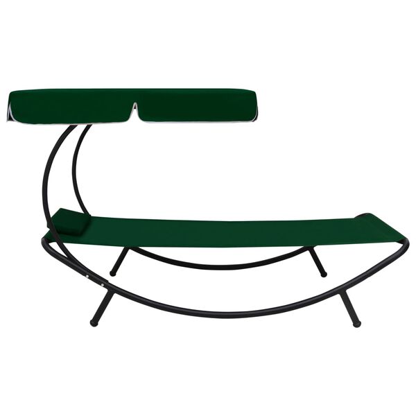 vidaXL Patio Lounge Bed with Canopy & Pillow Green
