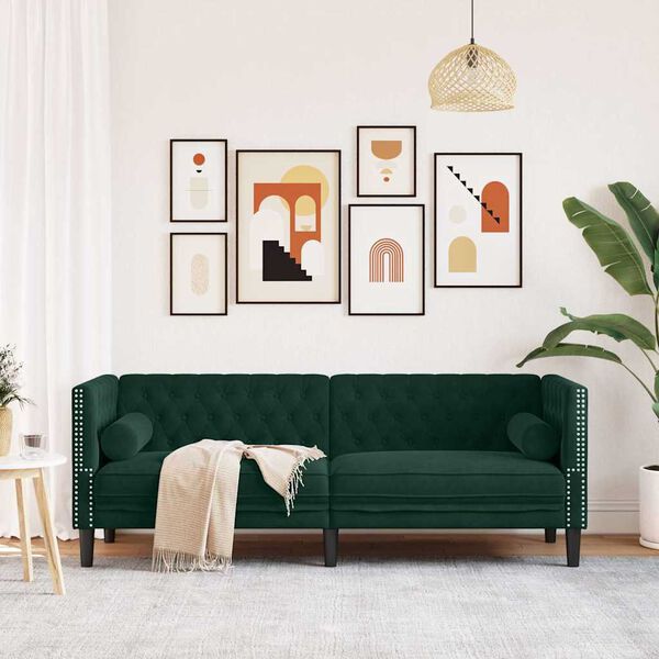 vidaXL Chesterfield Sofa Dark Green