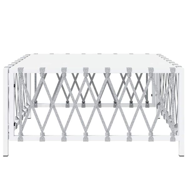 vidaXL Garden Table White Woven fabric, powder-coated steel Medium