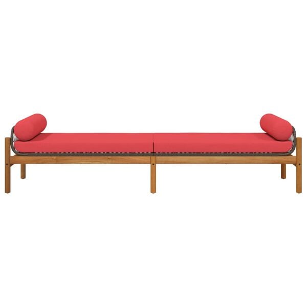 vidaXL Patio Bench Brown and Red PE Rattan Removable Covers Patio Bench