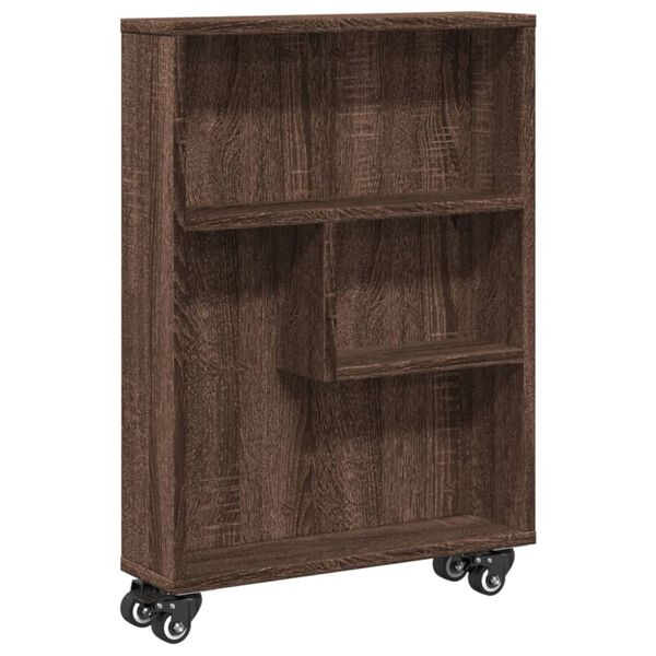 vidaXL Narrow Storage Trolley Brown Oak Engineered Wood Narrow