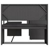 vidaXL Garden Sofa Black Poly Rattan, Powder-Coated Steel, Polyester