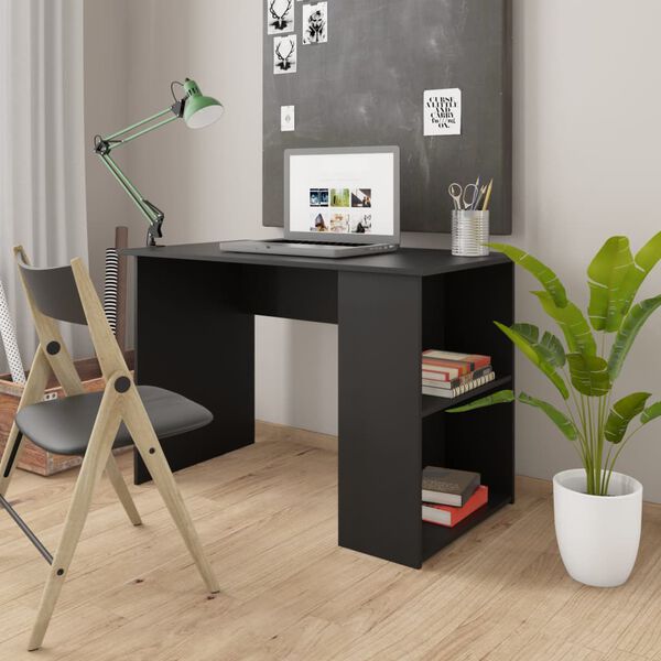 vidaXL Desk Black Engineered Wood 43.3x23.6x28.7 in Desk Rectangular