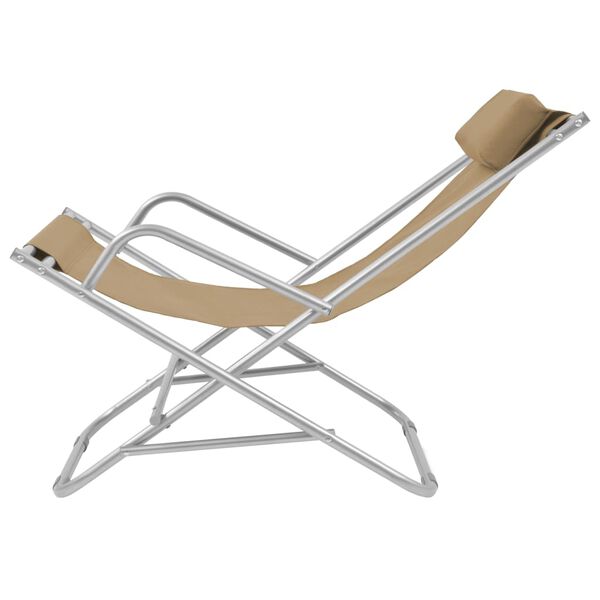 vidaXL Sun Lounger Set of 2 Taupe Powder-coated steel frame, PVC seat