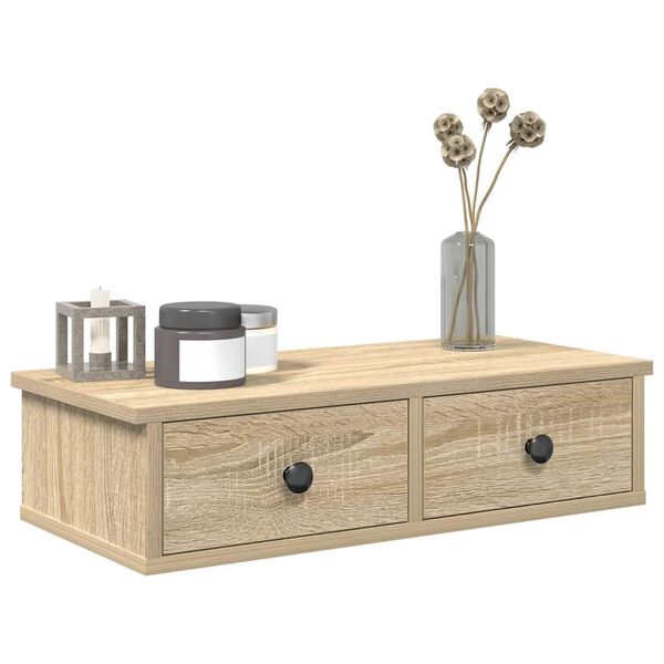 vidaXL Wall Shelf Sonoma oak Engineered wood 23.6 x 9.8 x 5.9 in