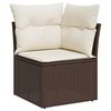 vidaXL Garden Sofa Set Brown frame, Cream white cushions