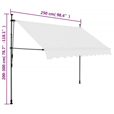 vidaXL Manual Retractable Awning with LED 98.4" Cream