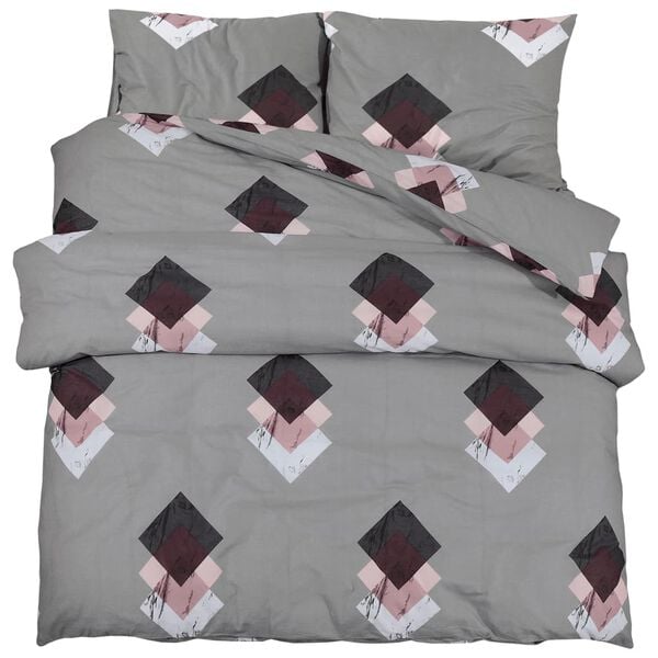 vidaXL Duvet Cover Set Set of 2 Grey 100% Cotton 102.4x86.6 in