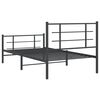 vidaXL Bed Frame Black Powder-Coated Steel Single Bed Frame