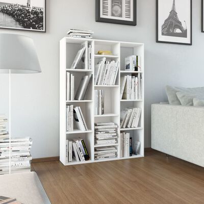 vidaXL Room Divider/Book Cabinet White 39.4"x9.4"x55.1" Engineered Wood