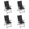 vidaXL Garden Chair Set of 4 Grey Solid acacia wood, 100% polyester