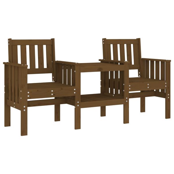 vidaXL Garden Bench Honey brown Solid pine wood Large Seats Many