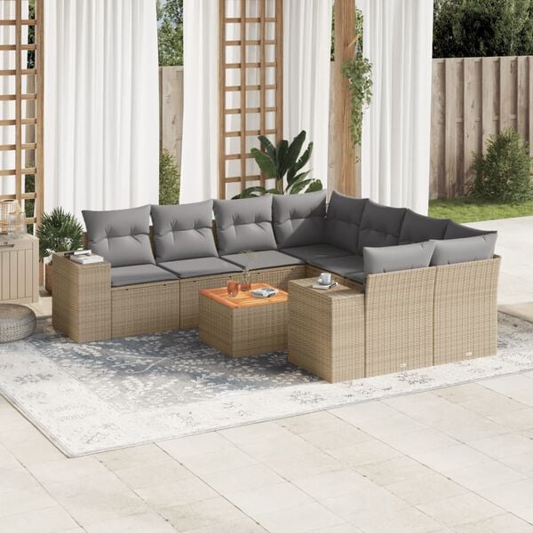 vidaXL Garden Sofa Set Beige Poly Rattan Large Modular Garden Sofa Set
