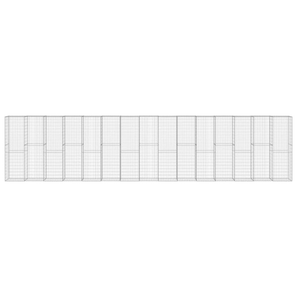 vidaXL Gabion Wall with Covers Galvanized Steel 354.3"x19.7"x78.7"