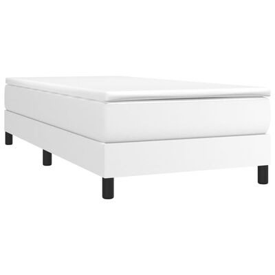 vidaXL Box Spring Bed Frame White 39.4"x74.8" Twin Faux Leather
