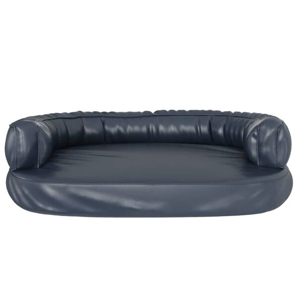 vidaXL Dog Bed Dark Blue Faux Leather Dog Bed Rectangular Modern